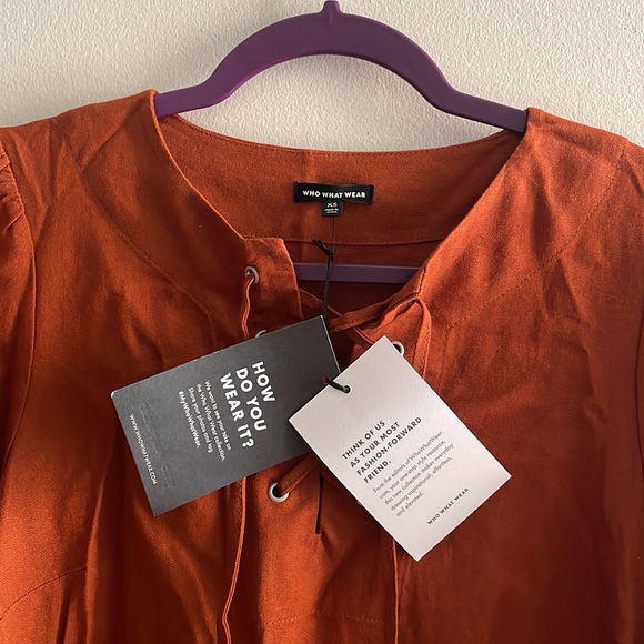 Burnt Orange Lace Up Dress New With Tags Size XS - Picture 8 of 9